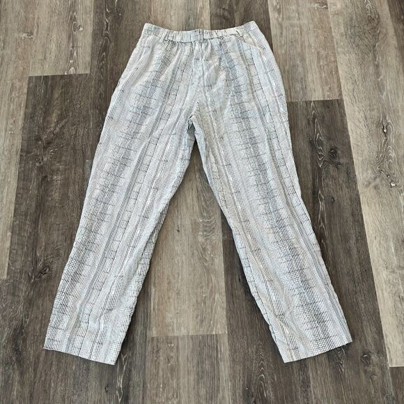 OPEN EDIT Relaxed Fit Linen Blend Pants Size Small Striped Tailored Trousers - Picture 5 of 16